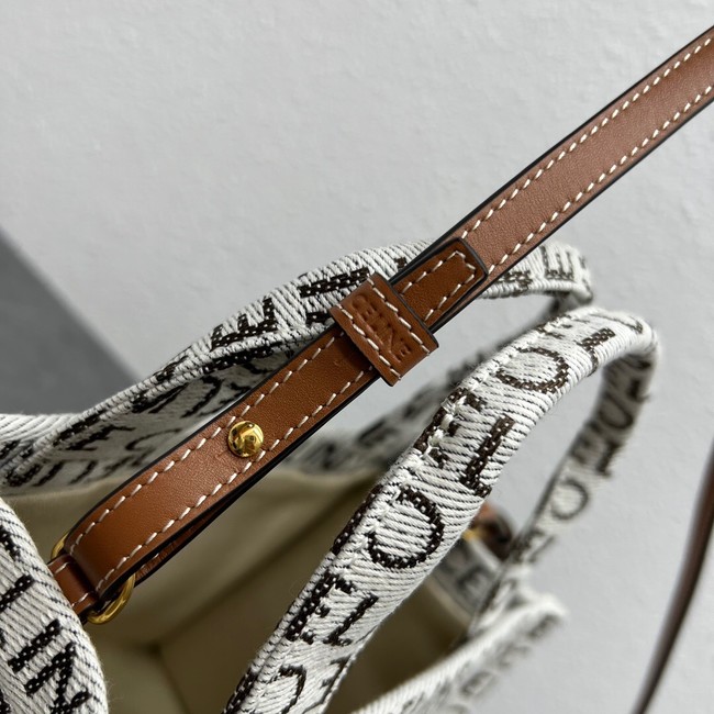 Celine SMALL CABAS THAIS IN TEXTILE WITH TRIOMPHE CANVAS PRINT AND CALFSKIN 199162 WHITE