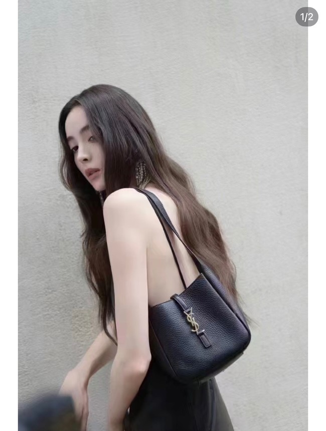 SAINT LAURENT LE 5 A 7 SUPPLE BABY IN GRAINED LEATHER 809461 black