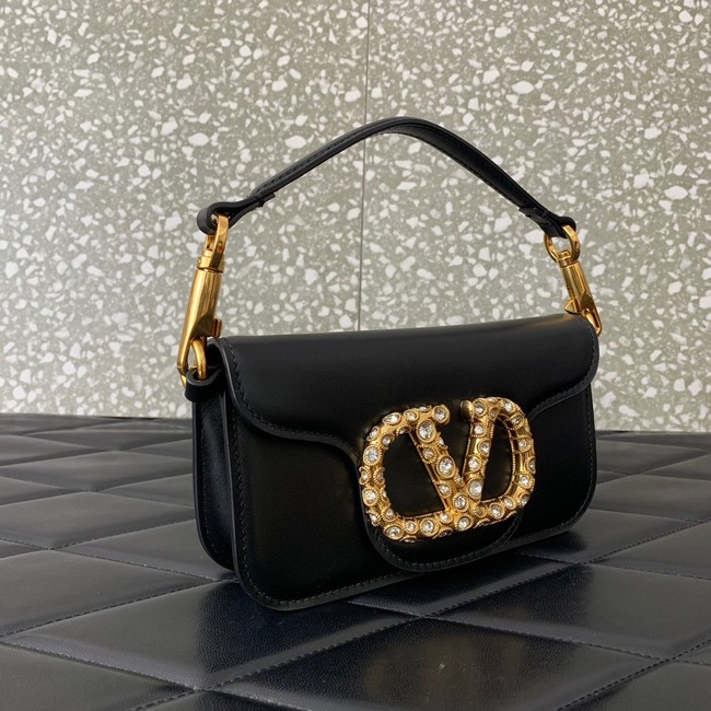 VALENTINO LOCO Small handbag in laminated calfskin WB0K53 black