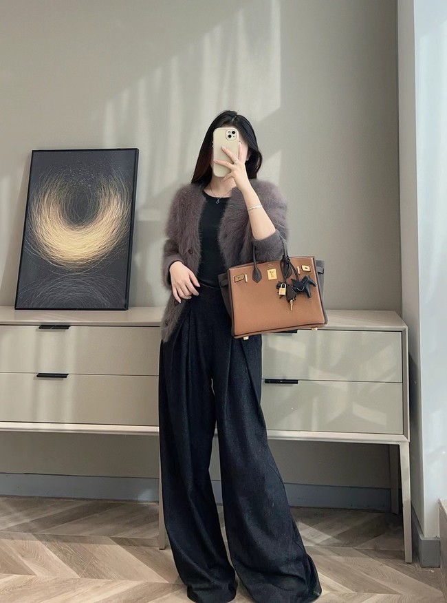 Hermes Birkin Tote Bag Original Togo Leather 6635 camel&coffce