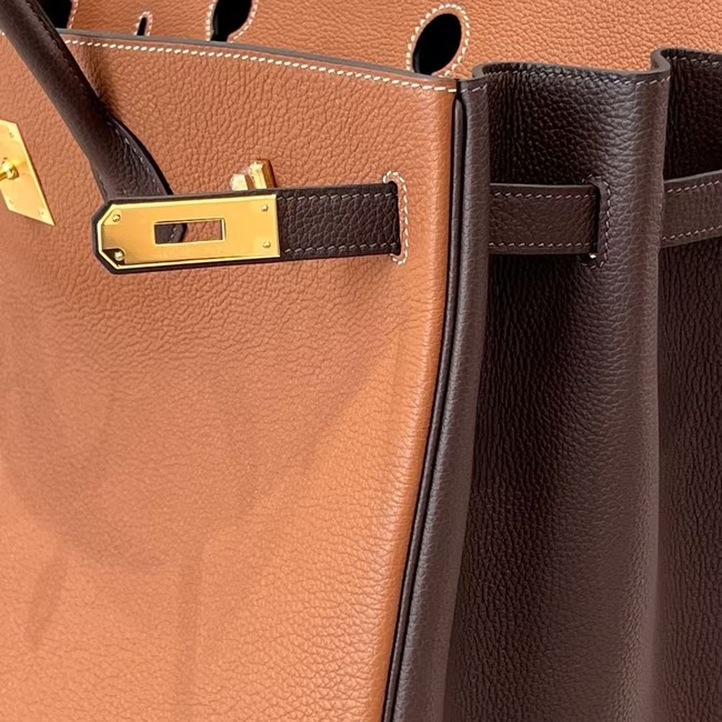 Hermes Birkin Tote Bag Original Togo Leather 6636 camel&coffce