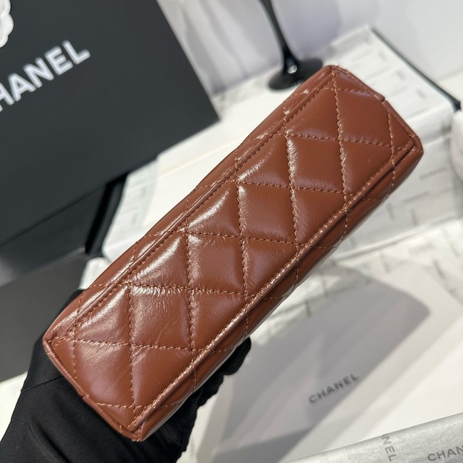 Chanel 23k Vintage Kelly Original Leather Top Handle Bag AS4416 brown