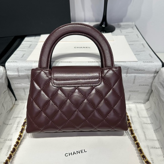 Chanel 23k Vintage Kelly Original Leather Top Handle Bag AS4416 dark red