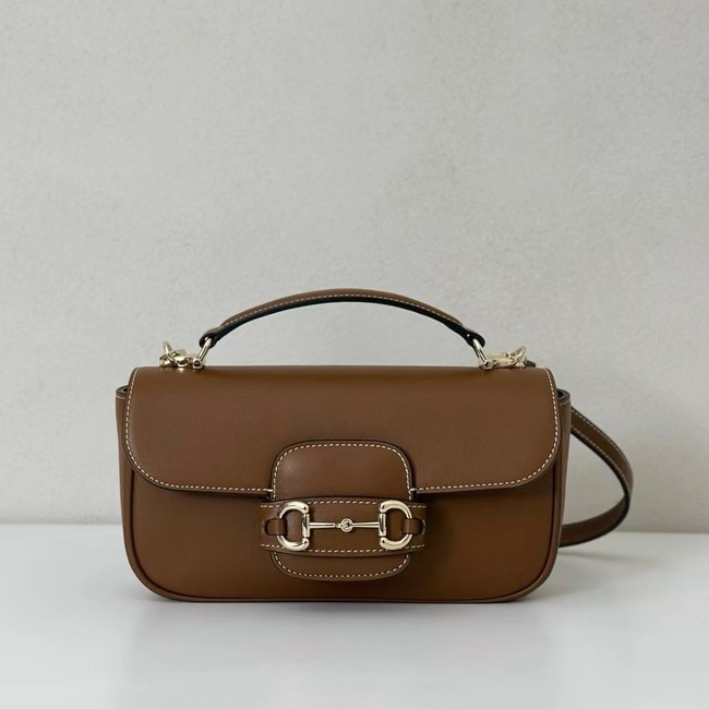 GUCCI HORSEBIT 1955 SOFT SMALL TOP HANDLE BAG 815206  brown