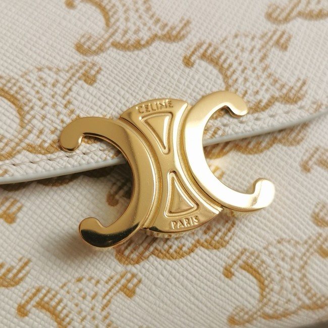 Celine SMALL FLAP WALLET TRIOMPHE IN TRIOMPHE CANVAS 10D783 white