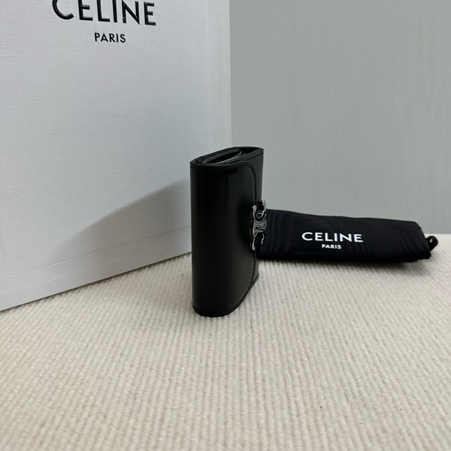 Celine SMALL FLAP WALLET TRIOMPHE IN SHINY CALFSKIN 10D783 white&SILVER