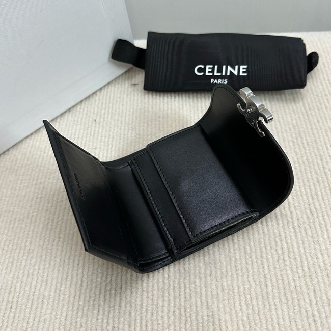 Celine SMALL FLAP WALLET TRIOMPHE IN SHINY CALFSKIN 10D783 white&SILVER