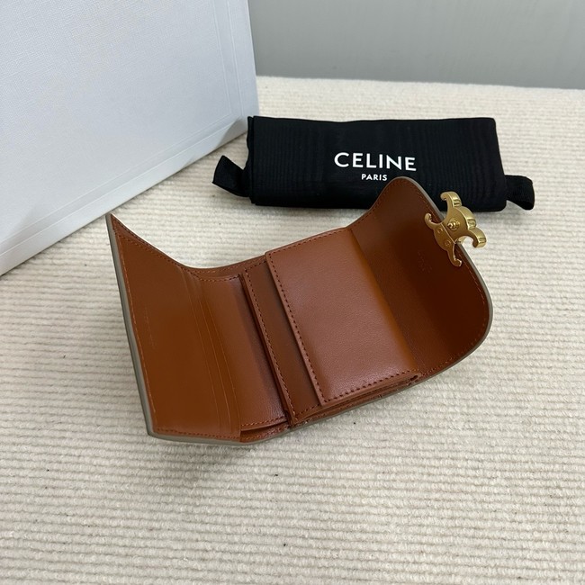 Celine SMALL FLAP WALLET TRIOMPHE IN TRIOMPHE CANVAS 10D783 Off-white