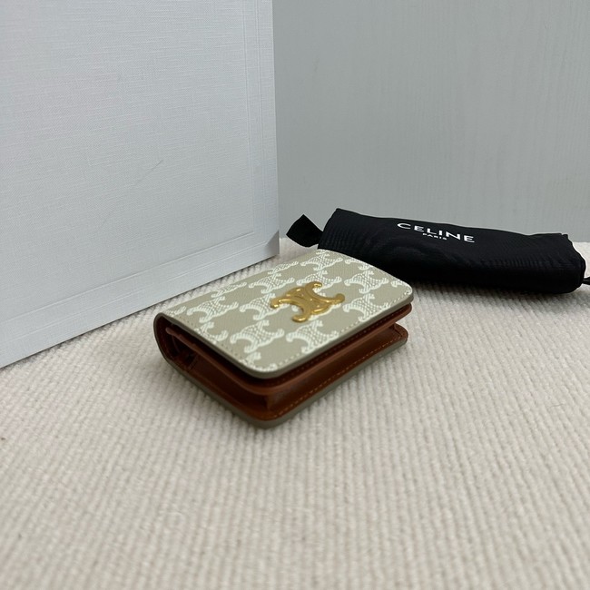 Celine TRIOMPHE COMPACT WALLETIN TRIOMPHE CANVAS 10K623 Off-white