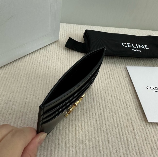 Celine CARD HOLDER TRIOMPHE IN SHINY CALFSKIN 10L833 black