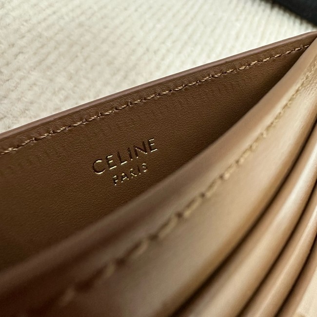 Celine CARD HOLDER TRIOMPHE IN SHINY CALFSKIN 10L833 tan