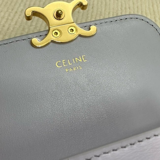 Celine CARD HOLDER WITH FLAP TRIOMPHE IN SHINY CALFSKIN 10I583 light Purple