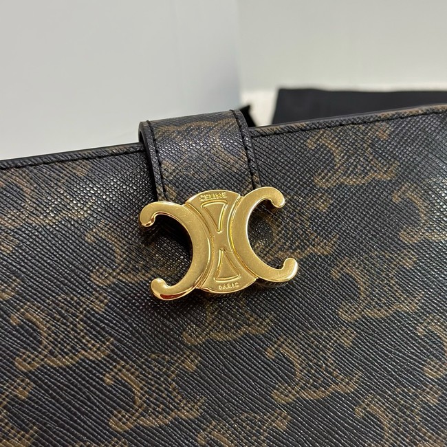 Celine FINE STRAP WALLET NINO IN TRIOMPHE CANVAS AND LAMBSKIN 10M962 TAN