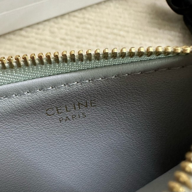 Celine ZIPPED CARD HOLDER IN SMOOTH LAMBSKIN 10K583 light blue