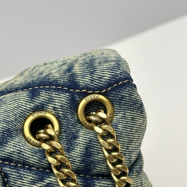 SAINT LAURENT TOY PUFFER IN LAMBSKIN 759337 Denim