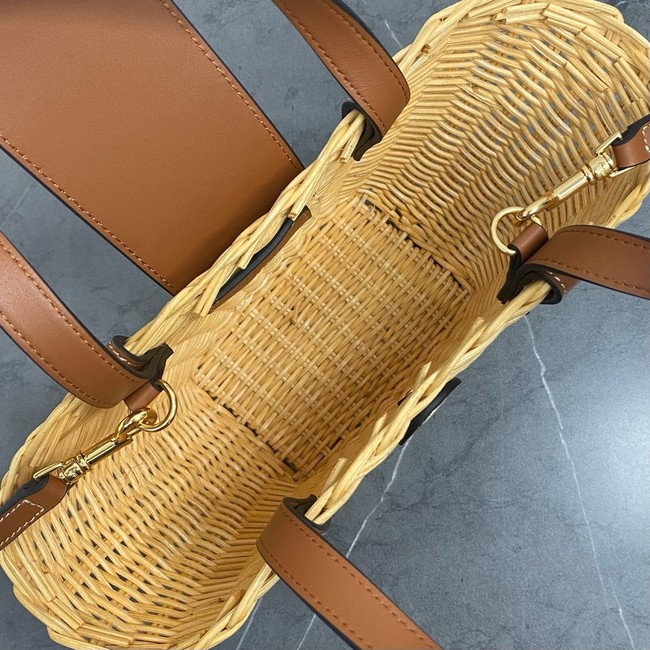 Celine TEEN COUFFIN IN WICKER AND NATURAL CALFSKIN 116572 NATURAL & TAN