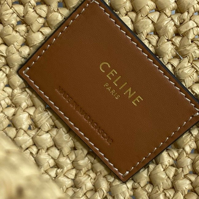 Celine TEEN NINO BAG IN RAFFIA WITH TRIOMPHE EMBROIDERIES 116388 NATURAL & TAN