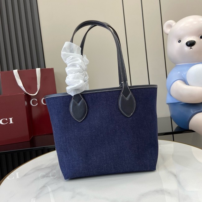 GUCCI TOTISSIMA SMALL REVERSIBLE TOTE 820496 Dark blue denim
