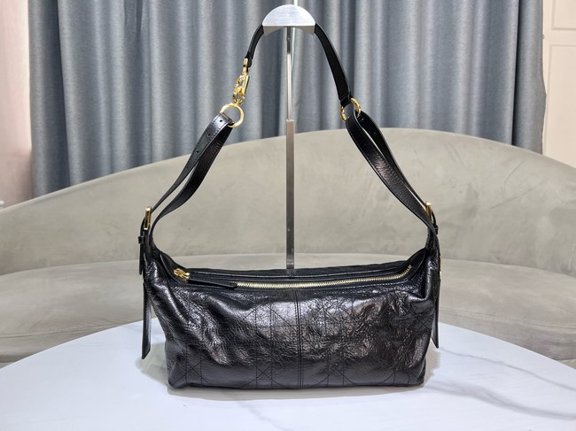 Dior Medium D-Journey Bag in Shiny Goatskin Flat Macrocannage M2417UCUQ black