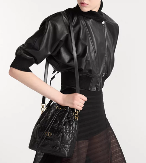 Small Dior Caro Bucket Bag Black Macrocannage Lambskin M3372UNOZ Small Dior Caro Bucket Bag Black Macrocannage Lambskin M3372UNOZ