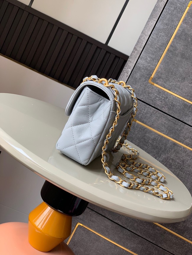 Chanel Grained Calfskin Shoulder Bag AS5329 gray blue
