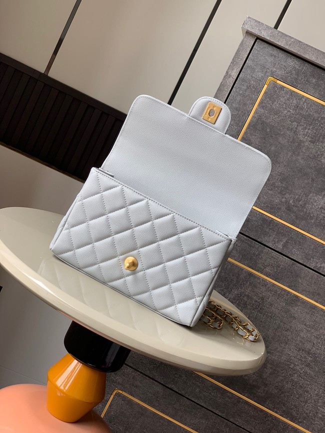 Chanel Grained Calfskin Shoulder Bag AS5330 gray blue