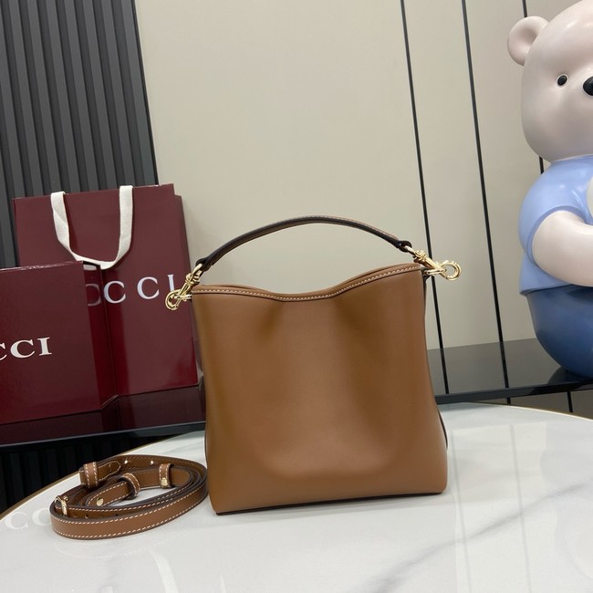 GUCCI GG EMBLEM SMALL BUCKET BAG 815118 brown
