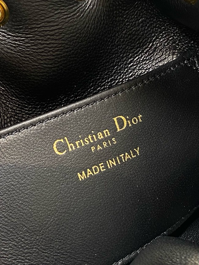Dior Caro Nano Bucket Bag Macrocannage Lambskin S5250 black