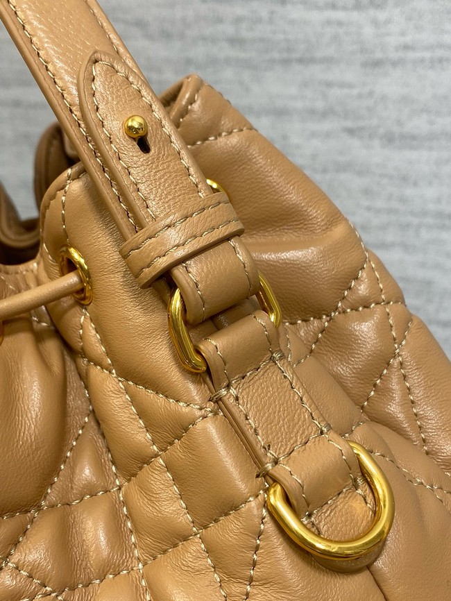 Small Dior Caro Bucket Bag Macrocannage Lambskin M3372 Light Gold-Tone