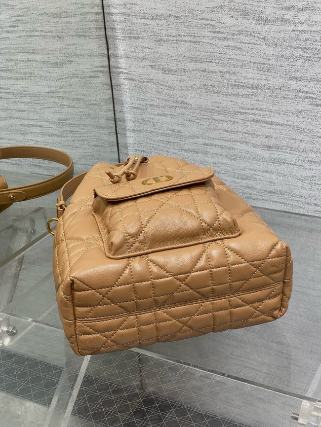 Small Dior Caro Bucket Bag Macrocannage Lambskin M3372 Light Gold-Tone