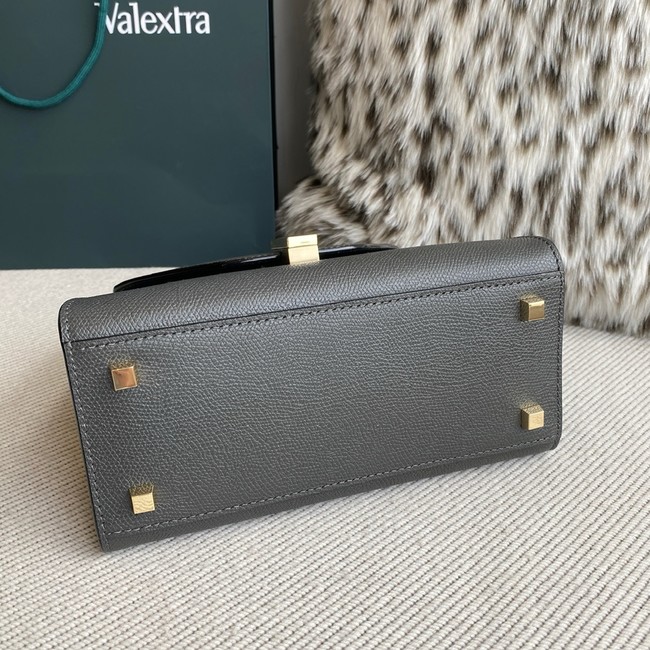 Valextra Iside Top Handle Medium Bag 56028 Steel gray