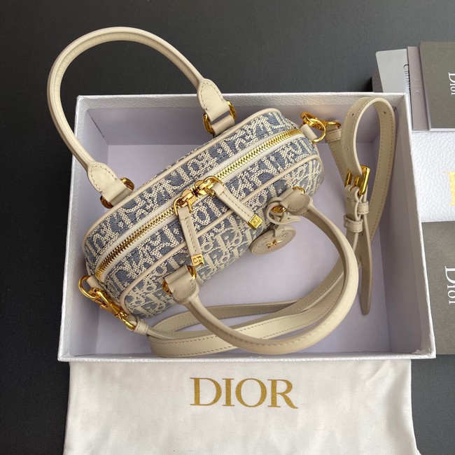 D-Vibe East-West Nano Bag Dior Oblique Jacquard S2388UTZQ Light Biscuit Smooth Calfskin