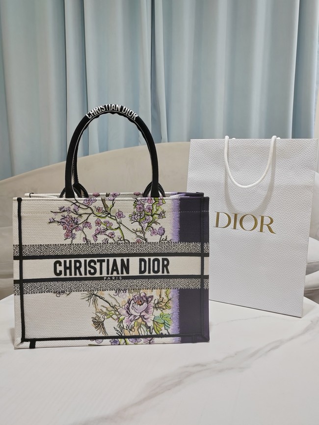 Medium Dior Book Tote Multicolor Dior Pivoine Embroidery M1296ZEXH