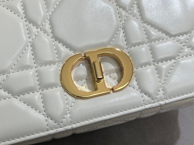 Small Soft Dior Caro Bag Macrocannage Lambskin M9252UHPA Latte