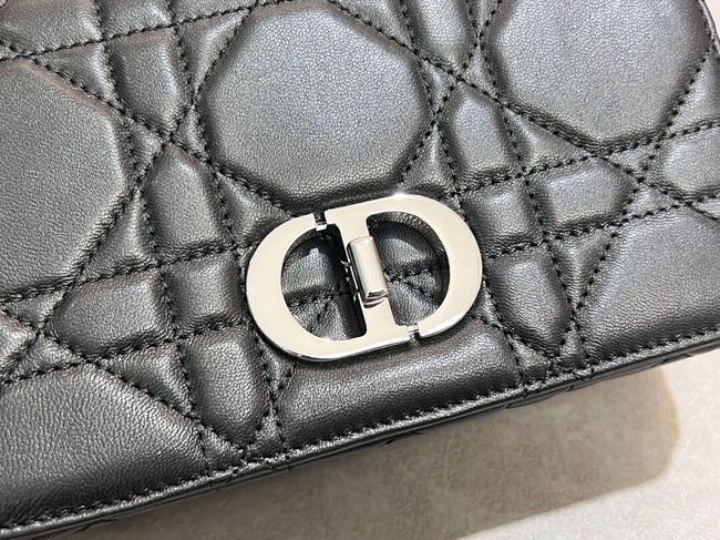 Small Soft Dior Caro Bag Macrocannage Lambskin M9252UHPA black&Black hardware