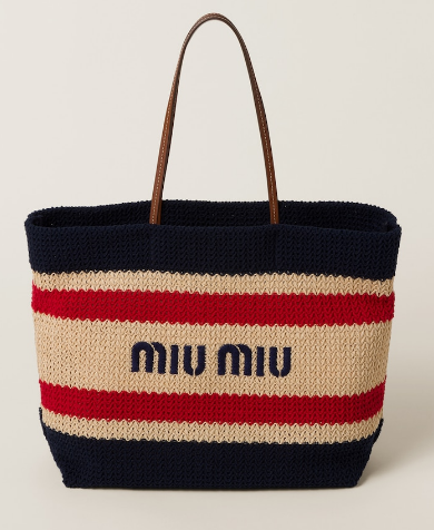 miumiu Raffia effect woven tote bag 5GB228-2