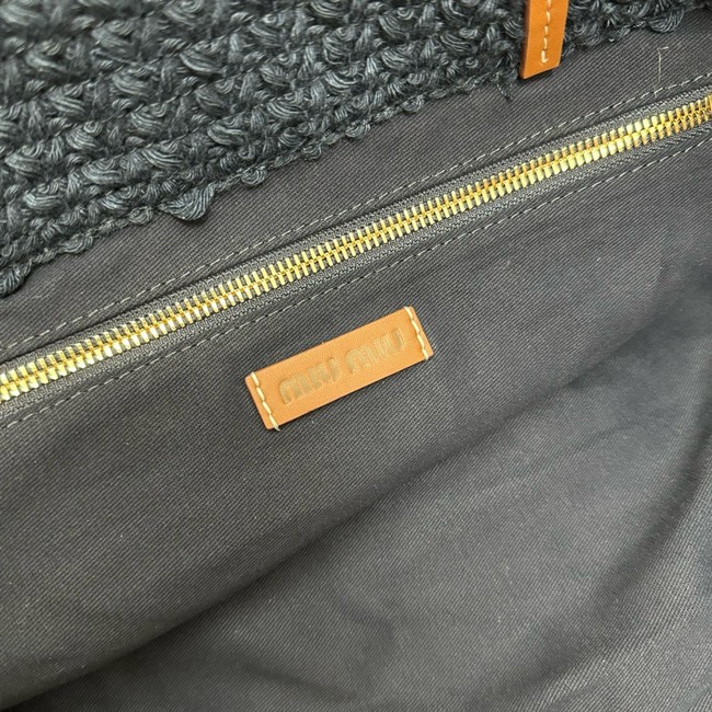 miumiu Raffia effect woven tote bag 5GB228-4