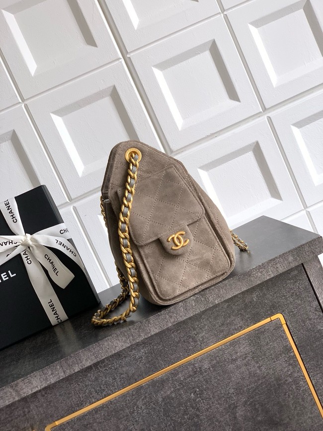 CHANEL 25 MINI HANDBAG Suede AS5631 gray