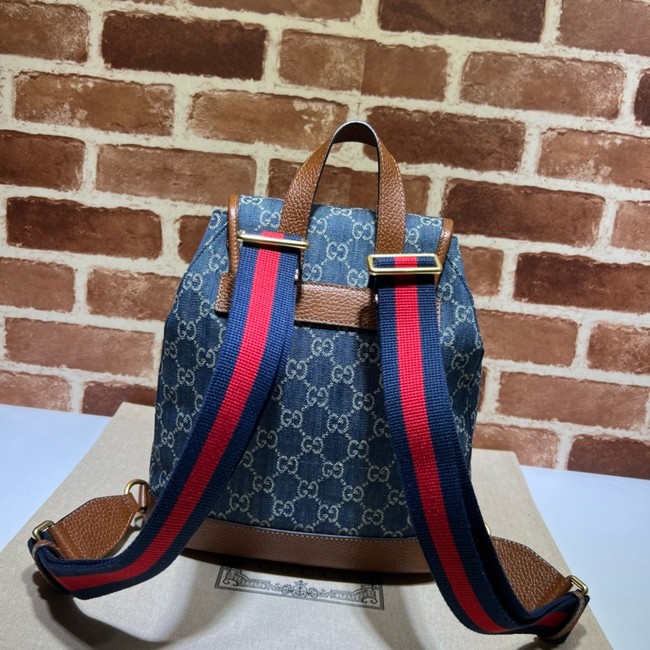 GUCCI Denim BACKPACK WITH INTERLOCKING G 674147 blue