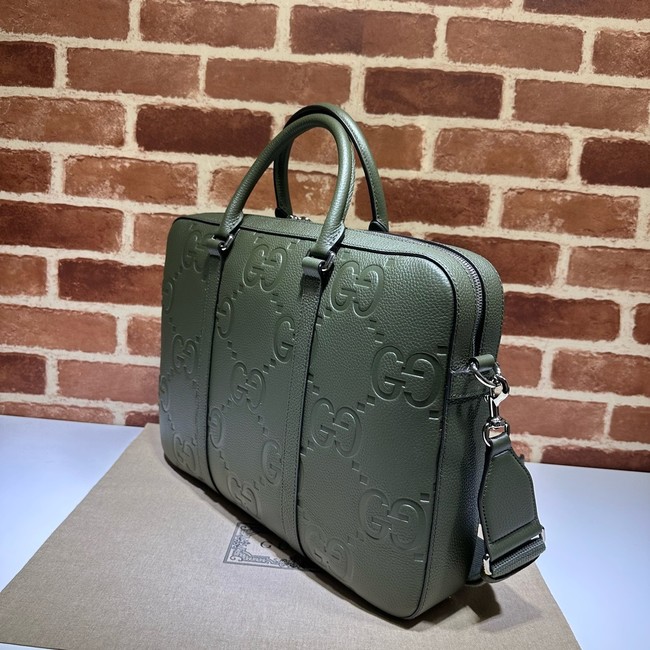 Gucci Jumbo GG Leather Briefcase 658573 green