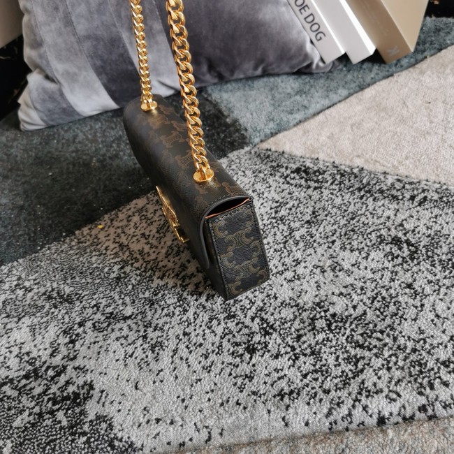 Celine CHAIN SHOULDER BAG TRIOMPHE IN SHINY CALFSKIN 197992 CARMIN