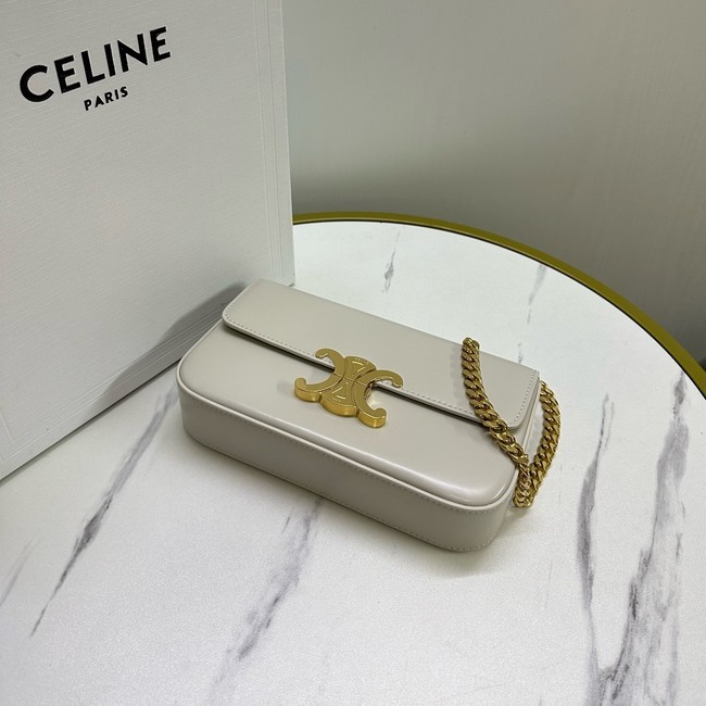 Celine CHAIN SHOULDER BAG TRIOMPHE IN SHINY CALFSKIN 197992 white