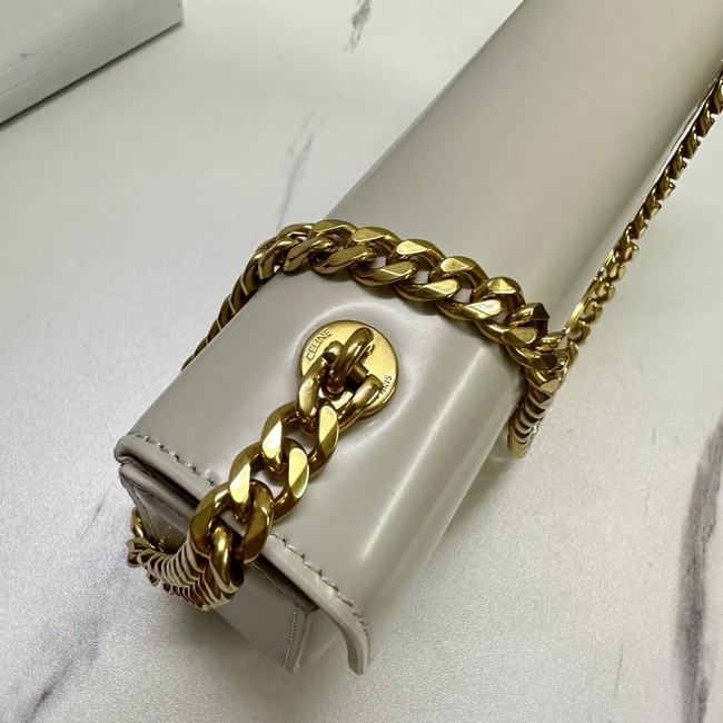 Celine CHAIN SHOULDER BAG TRIOMPHE IN SHINY CALFSKIN 197992 white