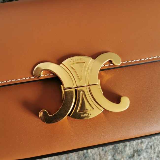 Celine CHAIN SHOULDER BAG TRIOMPHE IN SHINY CALFSKIN 197992 TAN