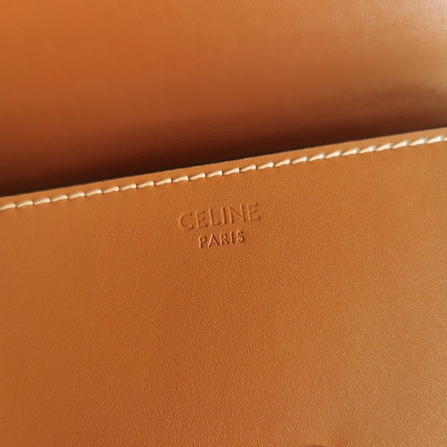 Celine CHAIN SHOULDER BAG TRIOMPHE IN SHINY CALFSKIN 197992 TAN