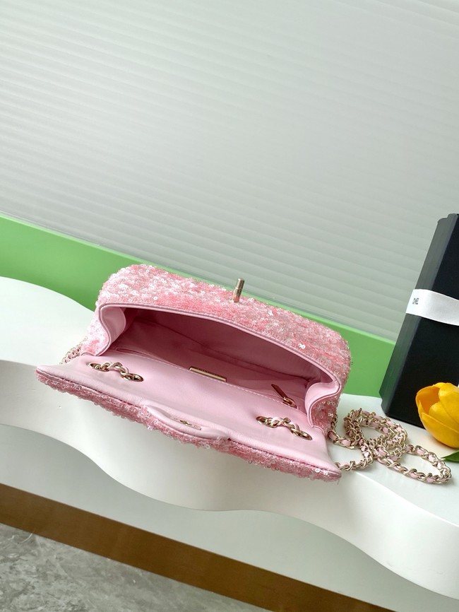 Chanel Fringed Sequins Flap Bag AS4561 pink