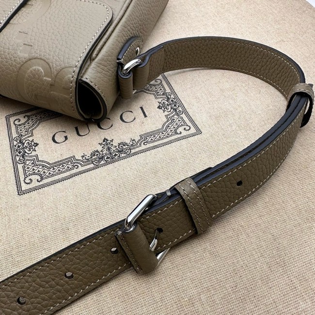 GUCCI GG Emblem mini crossbody bag 760235 gray