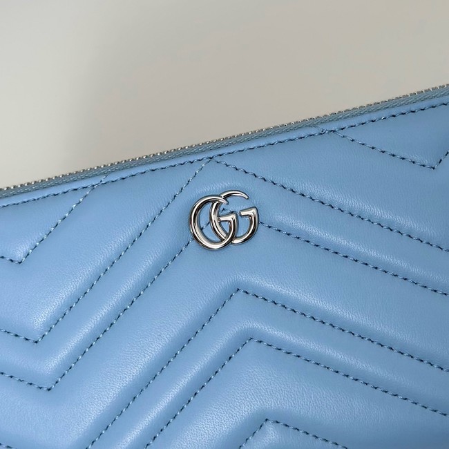 Gucci GG Marmont zip around wallet 837758 blue