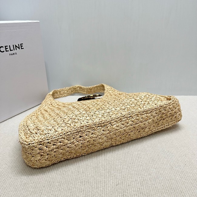 CELINE CABAS TRIANGLE IN RAFFIA AND CALFSKIN 119772 NATURAL / TAN