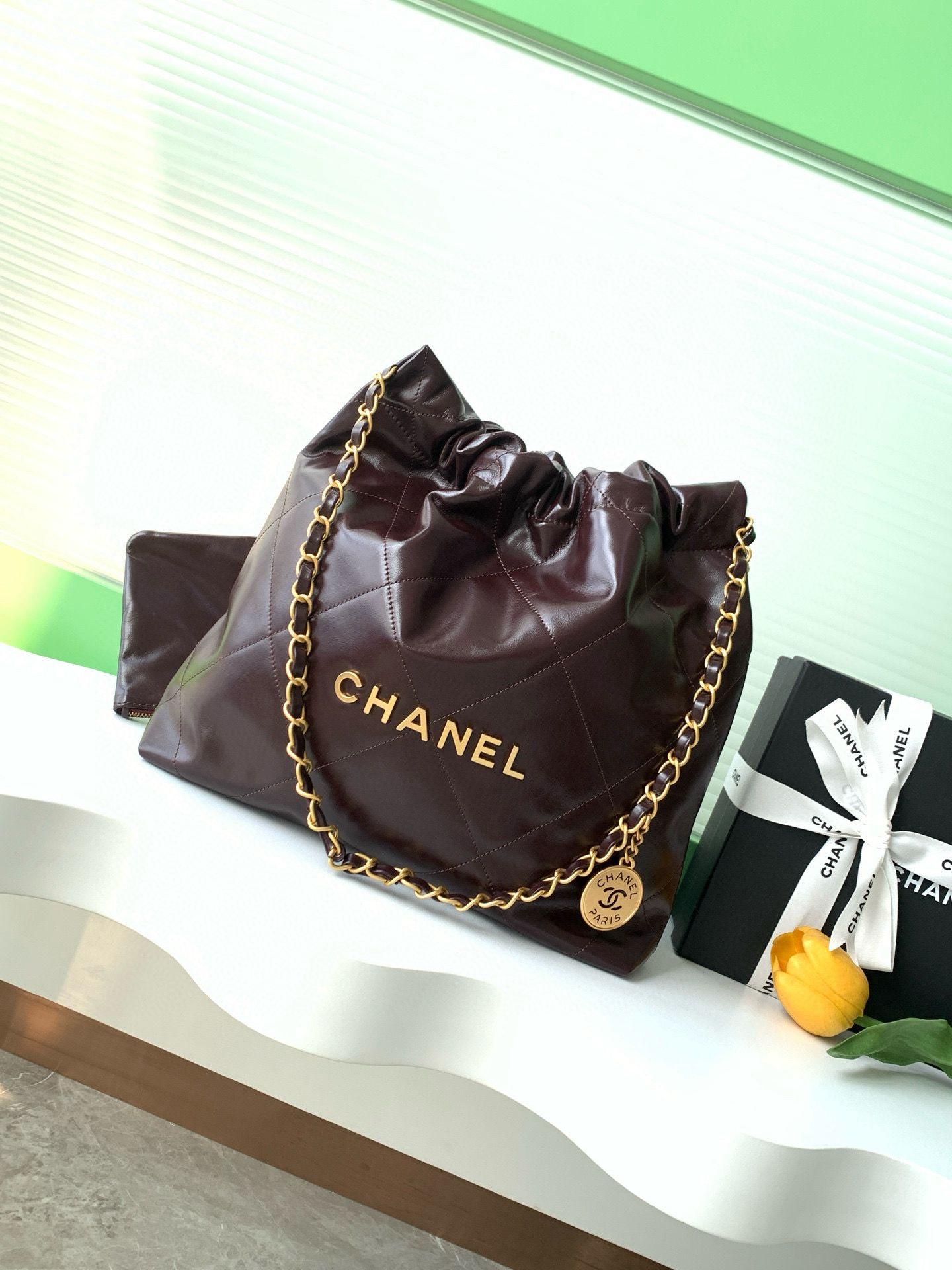 CHANEL 22 MINI HANDBAG AS3260 Dark Brown